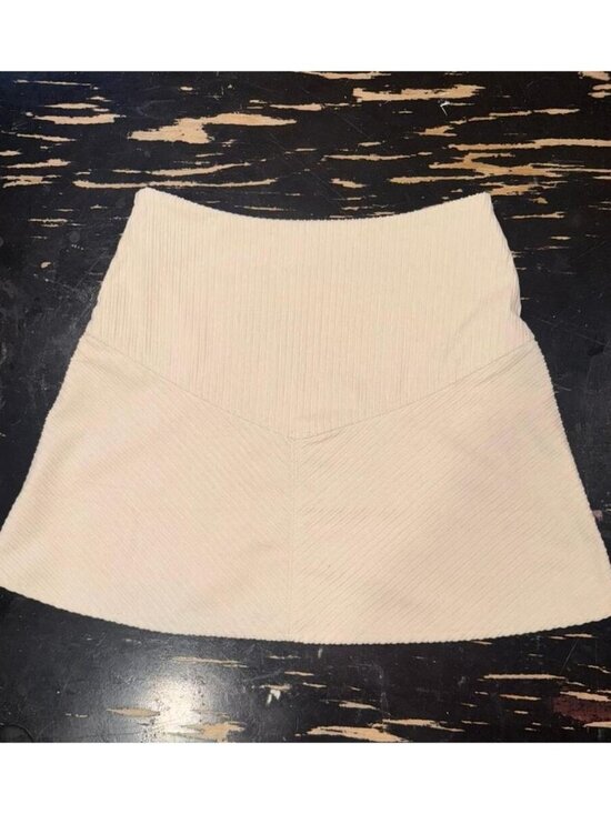 Dresses & Skirts - Cream Corduroy Mini Skirt Skater Style Capsule Neutral Basic Preppy Academia S